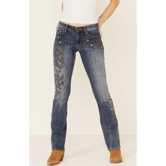 Driftwood Jeans Womens 30 Kelly Bootcut Embroidered Strawberry Floral Boho - Picture 1 of 6